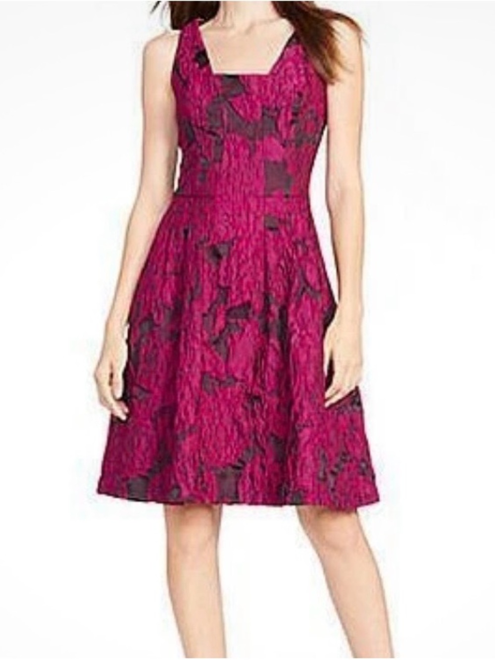 Flattering,Fun Ralph Lauren Floral Brocade Jacquard Fit and Flair Dress
